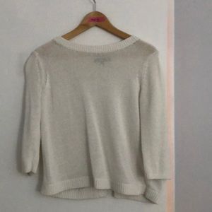 White knit Banana Republic sweater